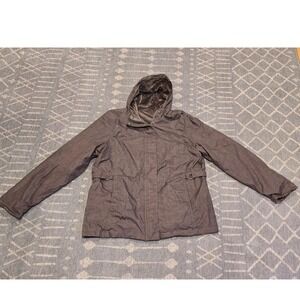 IZOD Women's‎ Hooded Jacket Brown Plaid Lined Outerwear Warm Coat